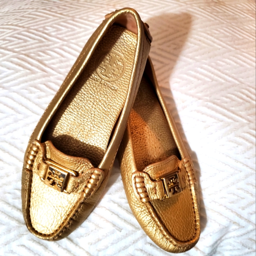 Gold Tori Burch loafers size 5 1/2